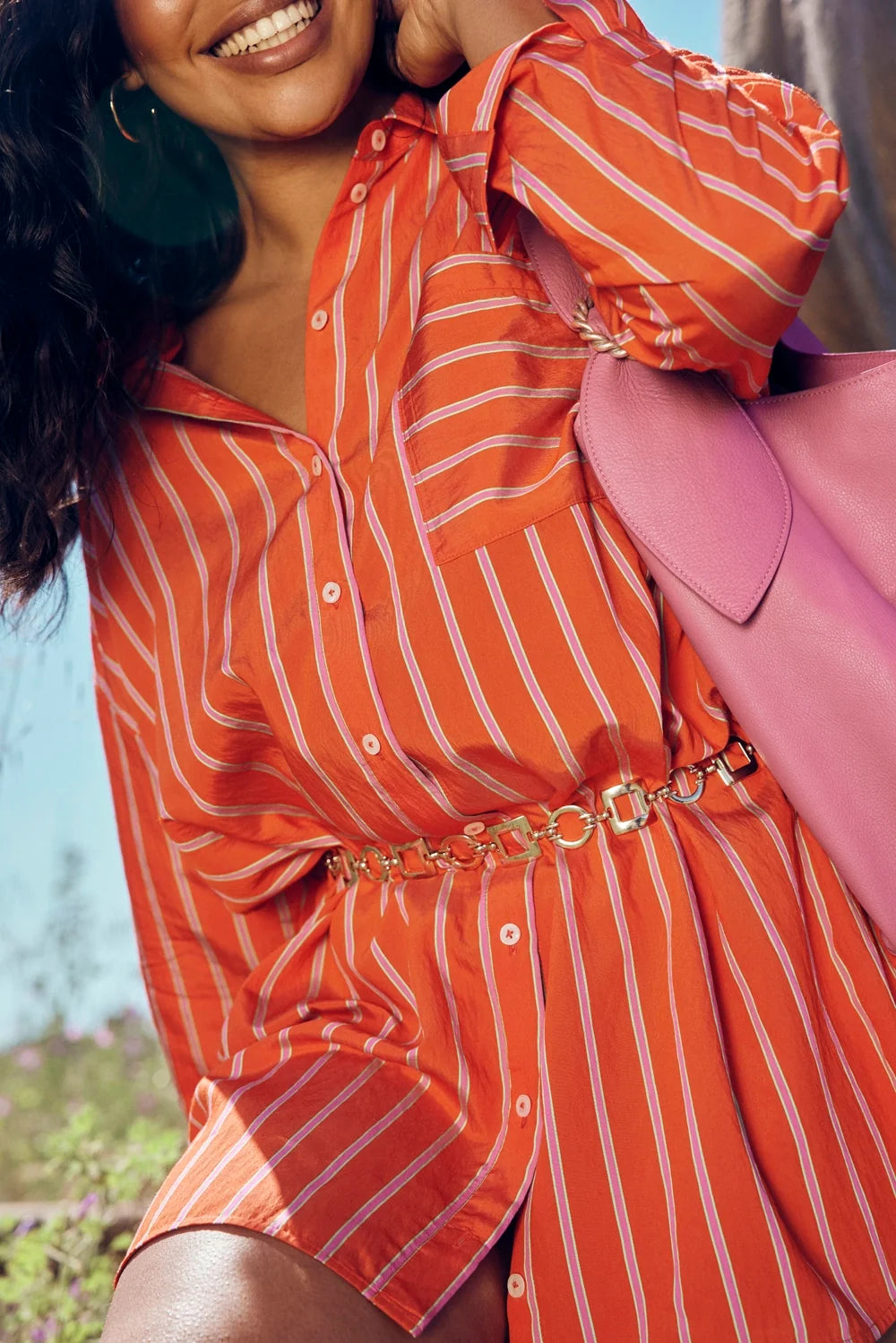 ROBE REMO RAYURES ORANGE