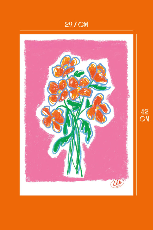 AFFICHE A3 BOUQUET PINK