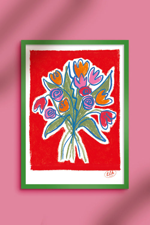AFFICHE A3 BOUQUET RED
