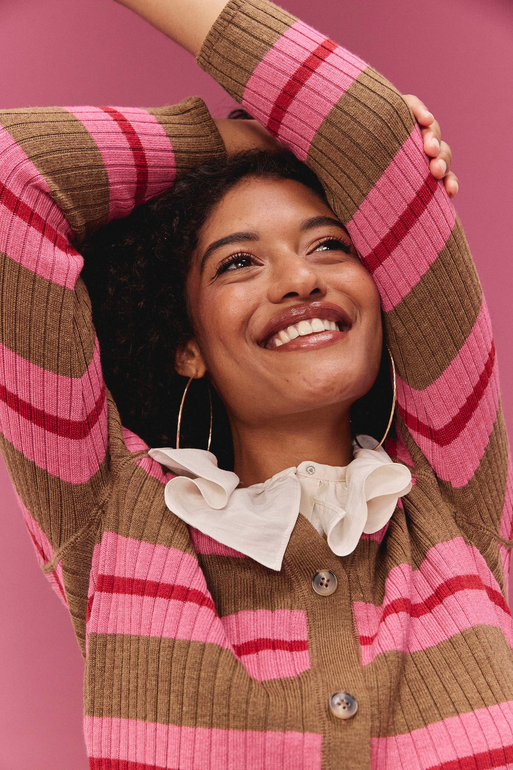 CARDIGAN WALTER RAYÉ FRAMBOISE