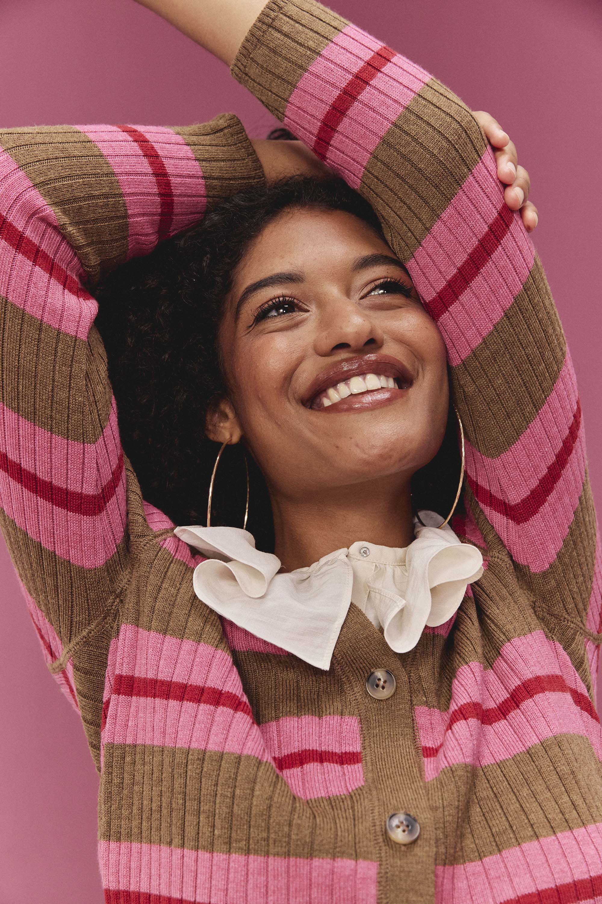 CARDIGAN WALTER RAYÉ FRAMBOISE