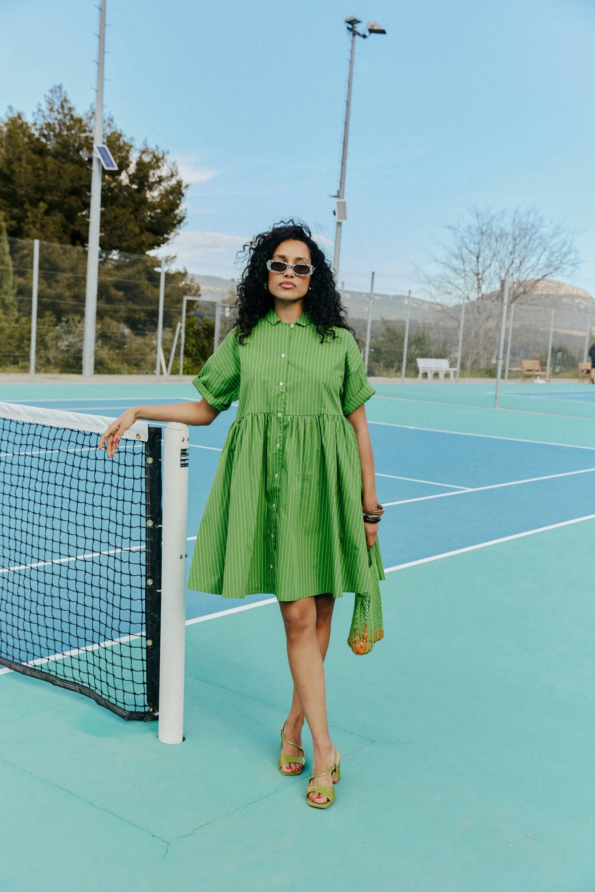 ROBE FRIDA RAYURE TENNIS VERT