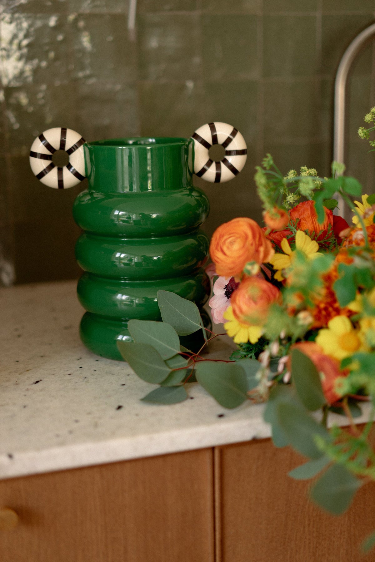 VASE ALLISTAIR GREEN STRIPES