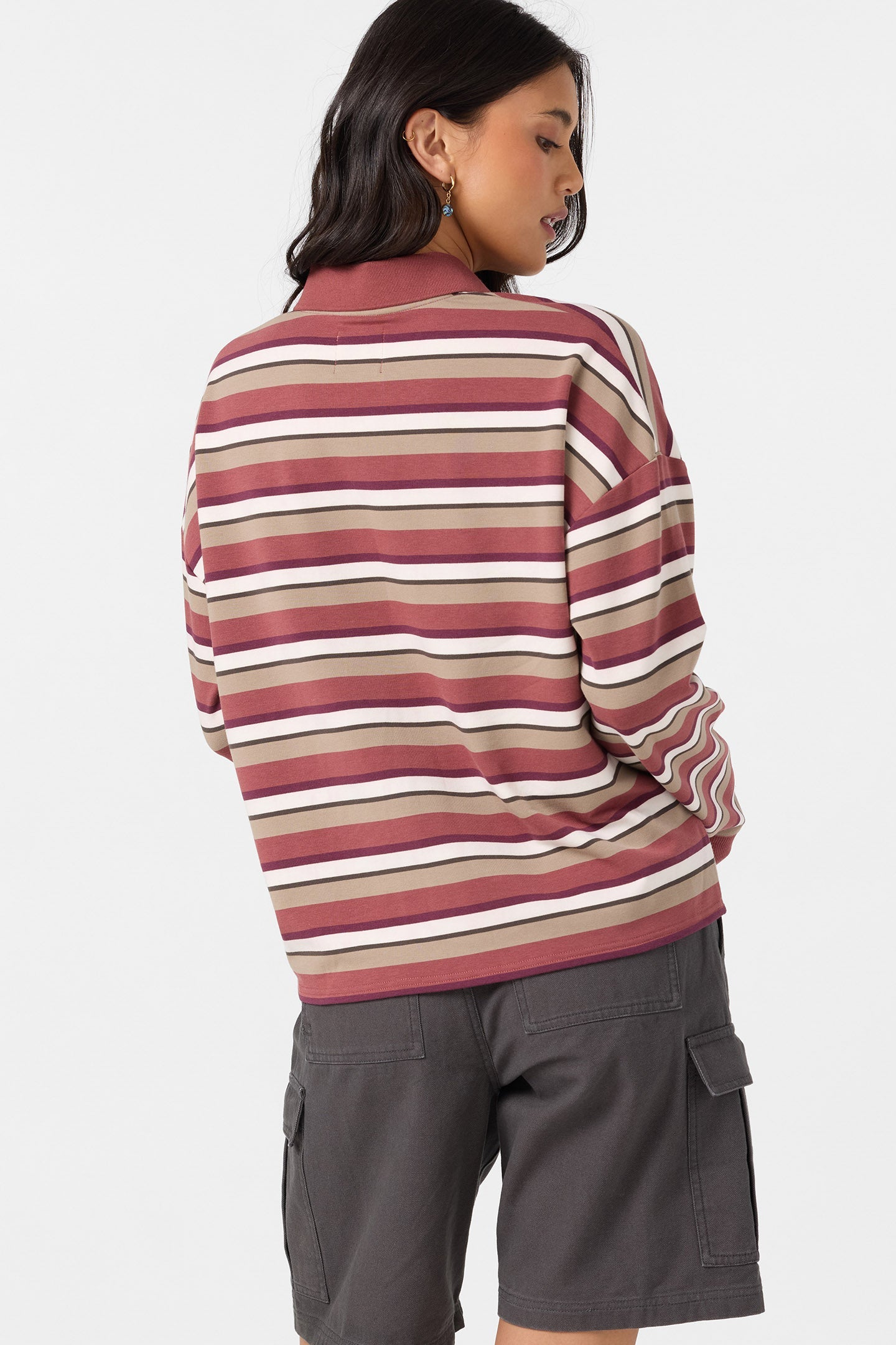 O'Riginals Kyra Long Sleeve Crop Polo Top
