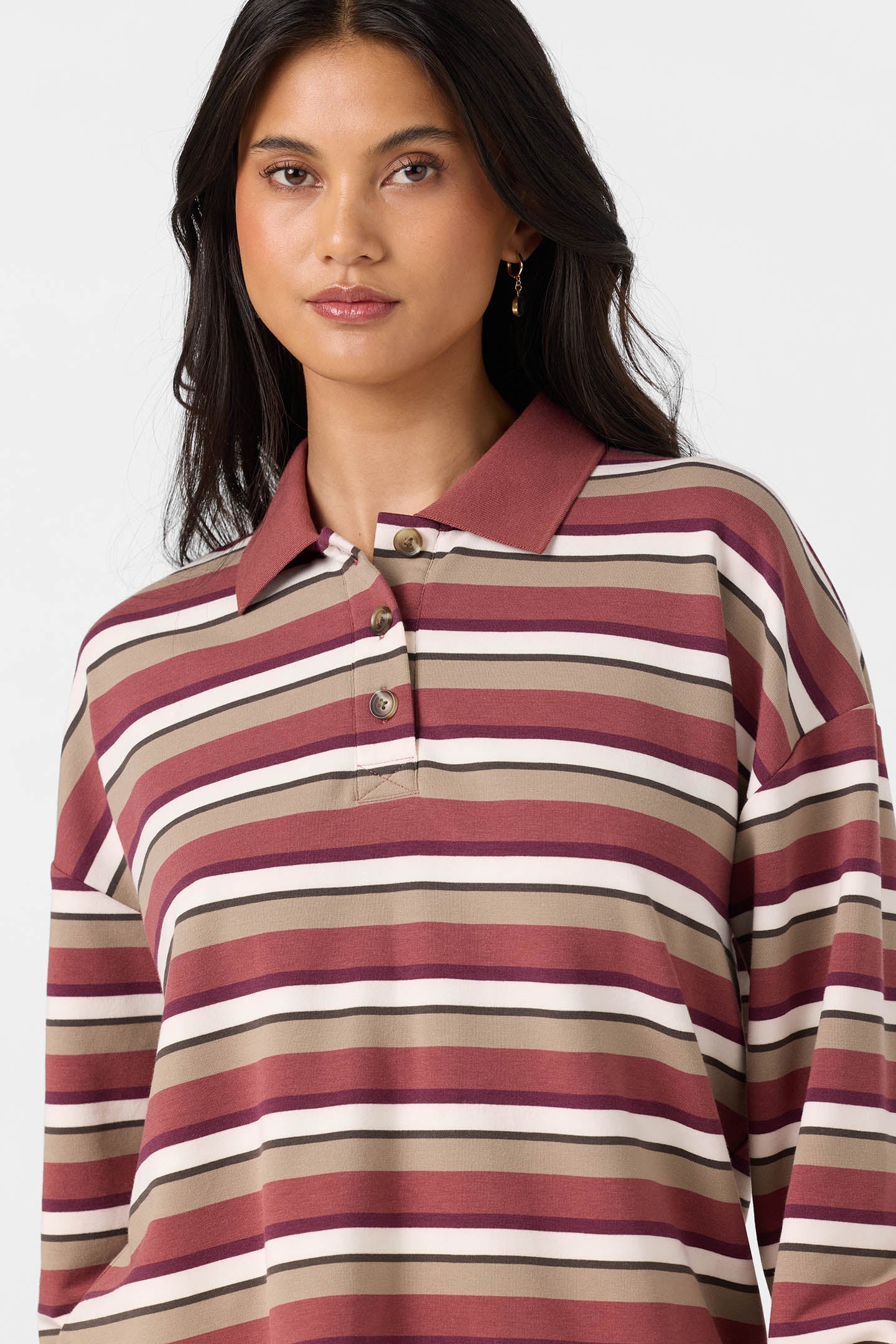 O'Riginals Kyra Long Sleeve Crop Polo Top