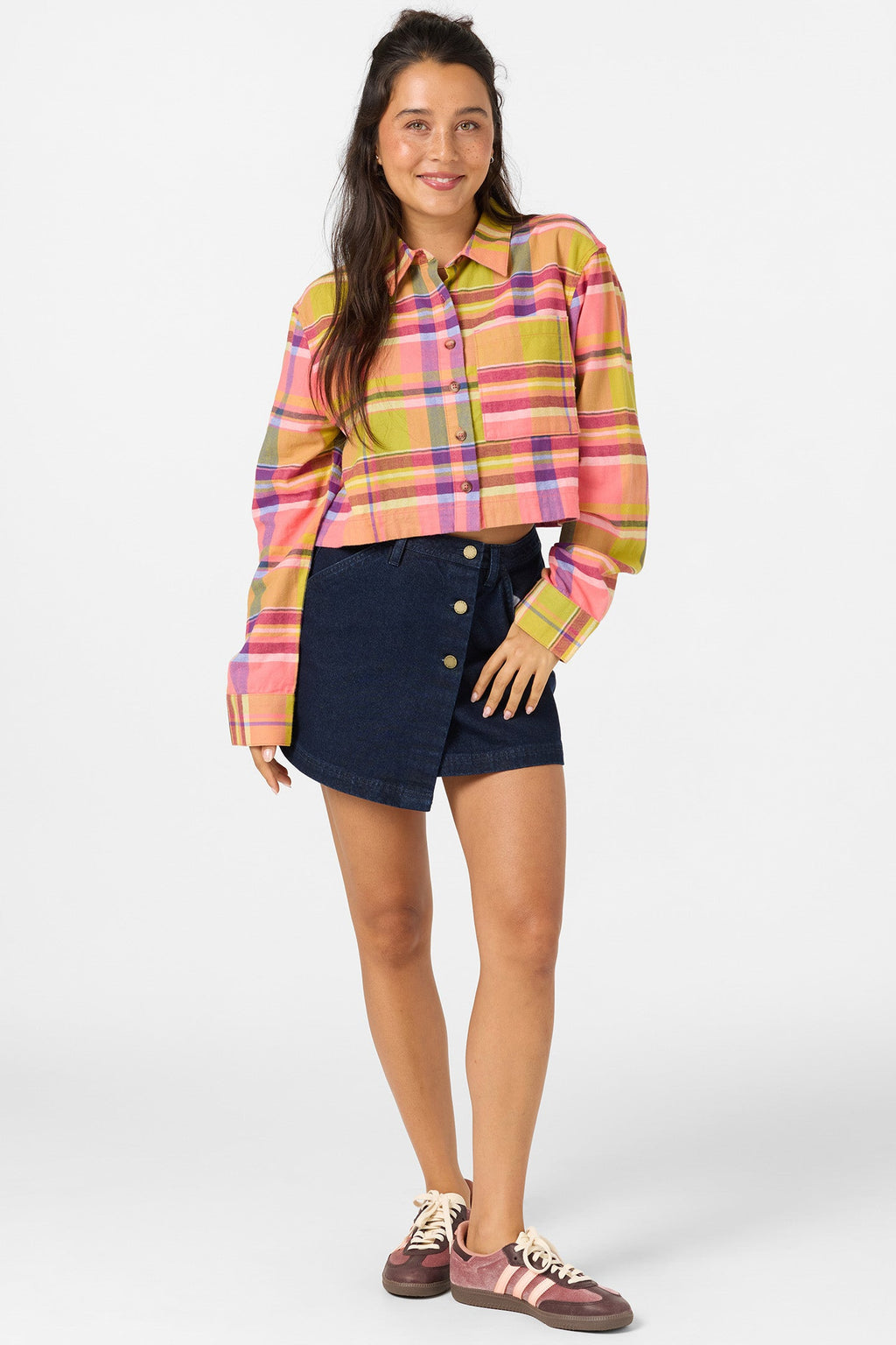 Pippa Flannel Crop Long Sleeve Shirt