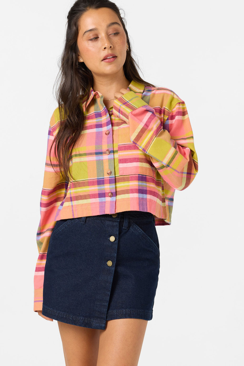 Pippa Flannel Crop Long Sleeve Shirt