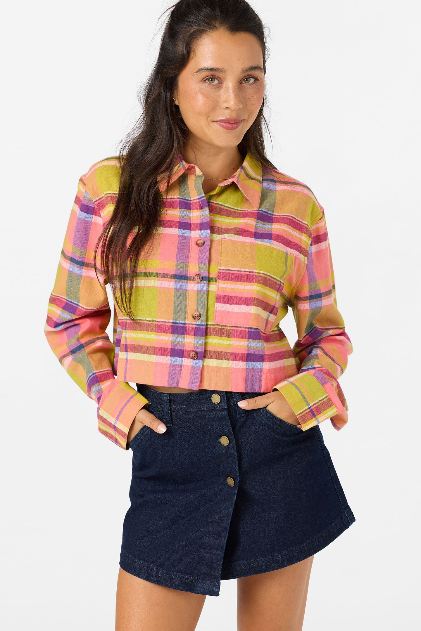 Pippa Flannel Crop Long Sleeve Shirt