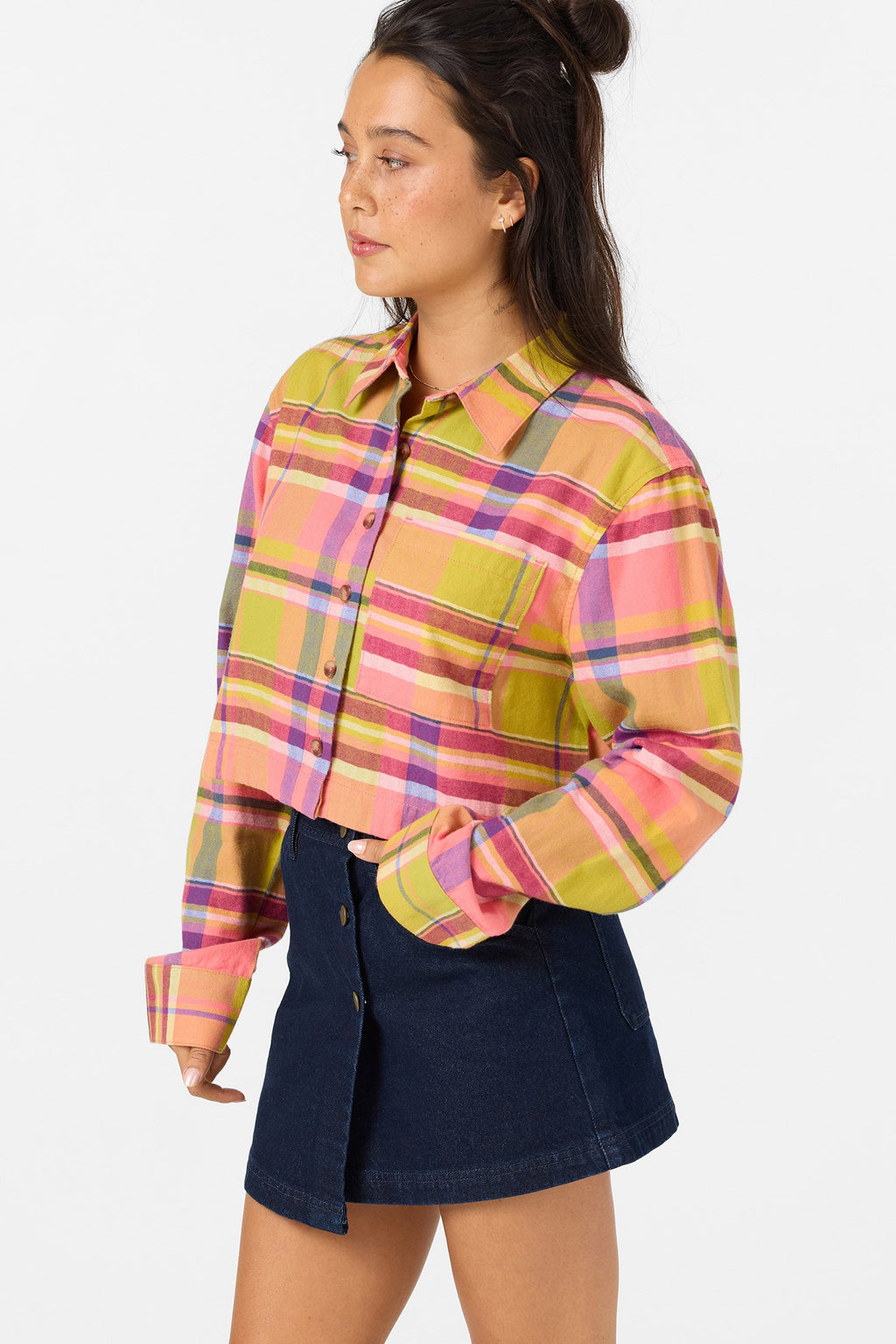 Pippa Flannel Crop Long Sleeve Shirt