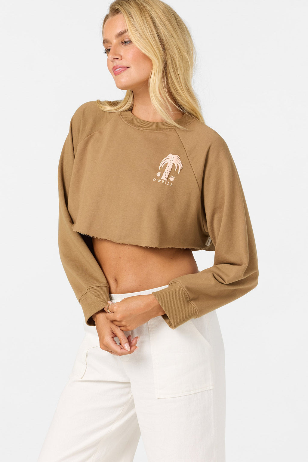 Palm Raw Edge Crop Fleece