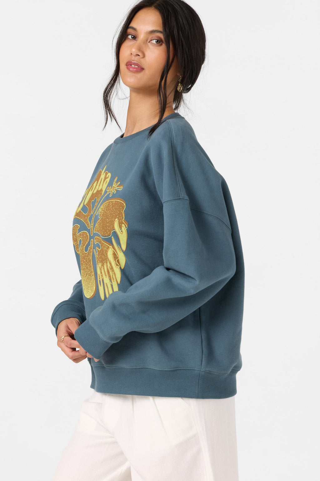 Hibiscus Hawaii Oversized Crew Neck Fleece