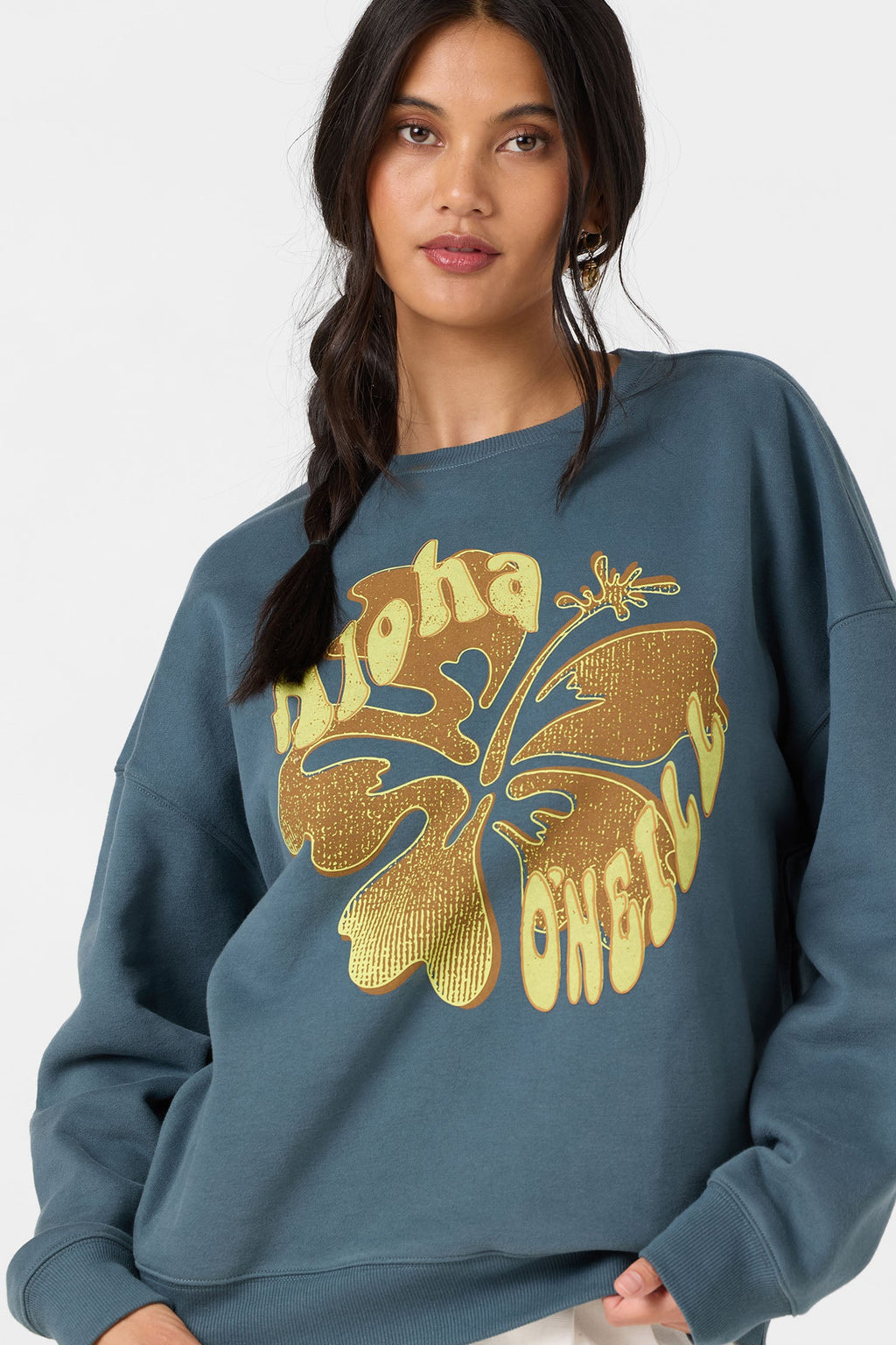 Hibiscus Hawaii Oversized Crew Neck Fleece