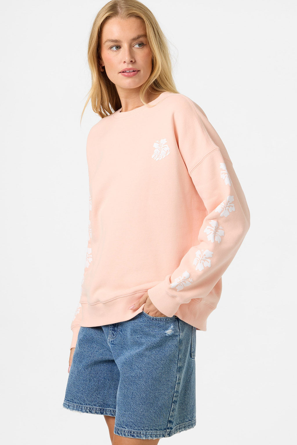 Mini Hibis Oversized Crew Neck Fleece