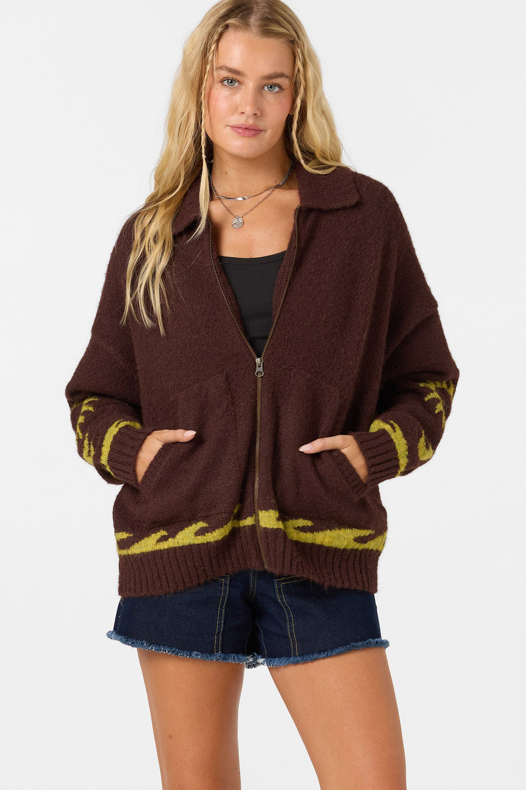 Corrine Zip Up Long Sleeve Sweater