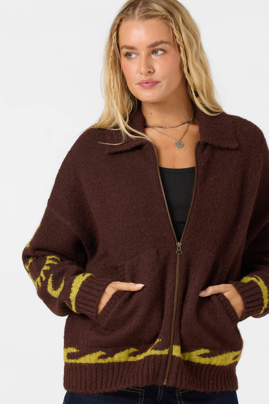 Corrine Zip Up Long Sleeve Sweater