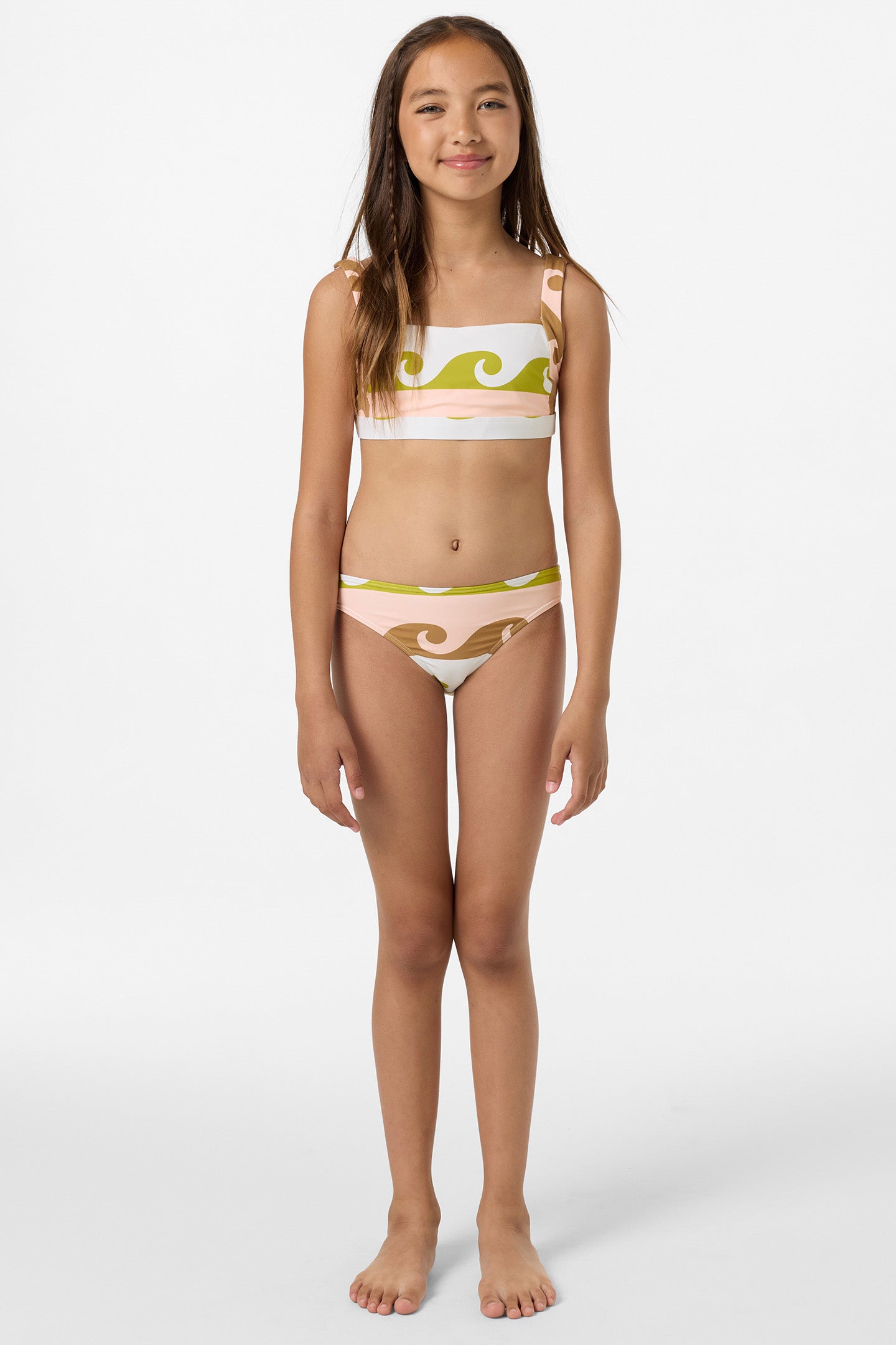 Girl's Lilly Wave Geo Square Neck Bralette Top Set