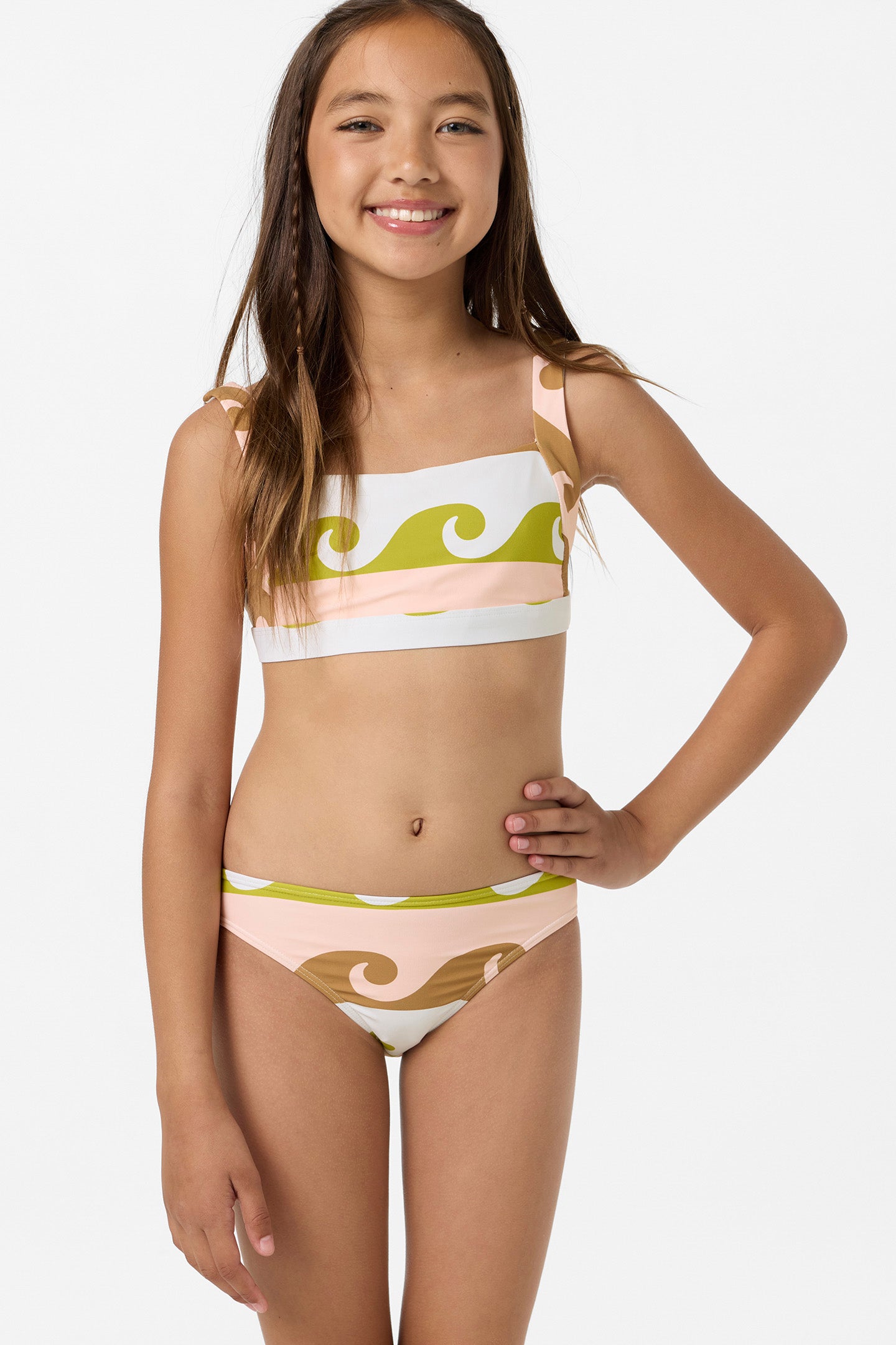 Girl's Lilly Wave Geo Square Neck Bralette Top Set