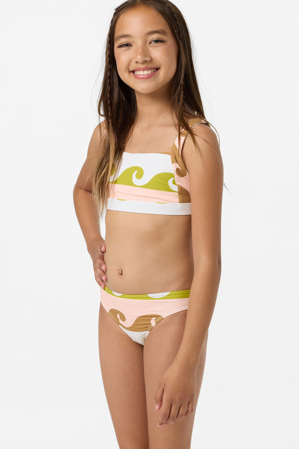 Girl's Lilly Wave Geo Square Neck Bralette Top Set