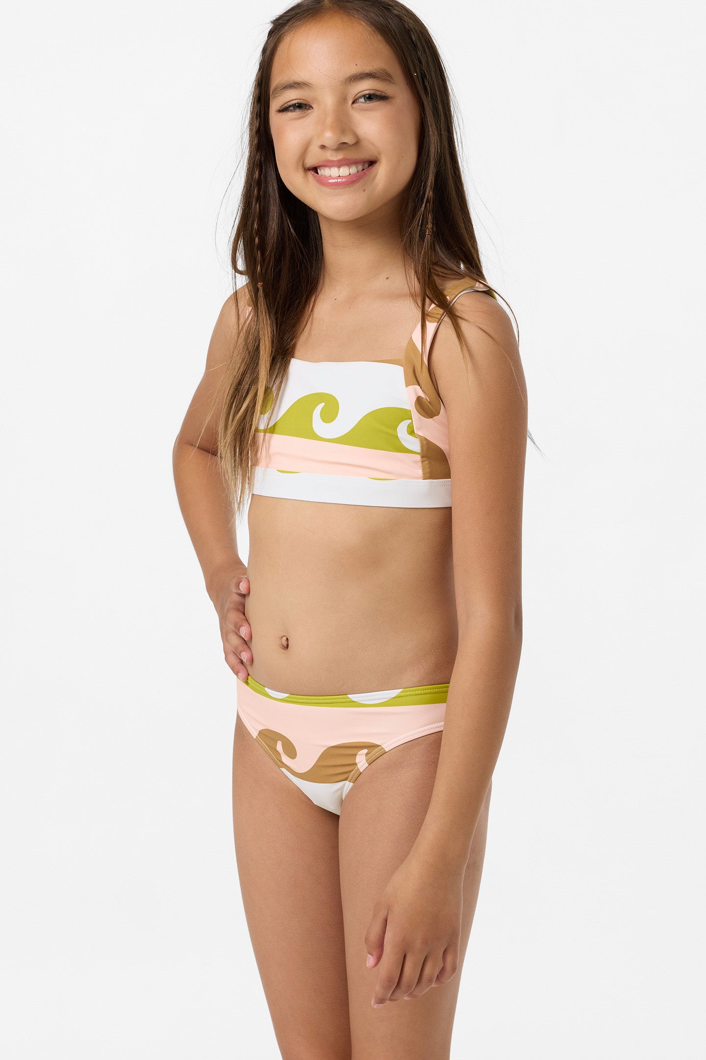 Girl's Lilly Wave Geo Square Neck Bralette Top Set
