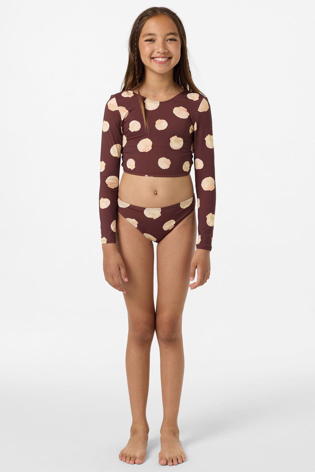 Girl's Camila Shell Long Sleeve Crop Top Set