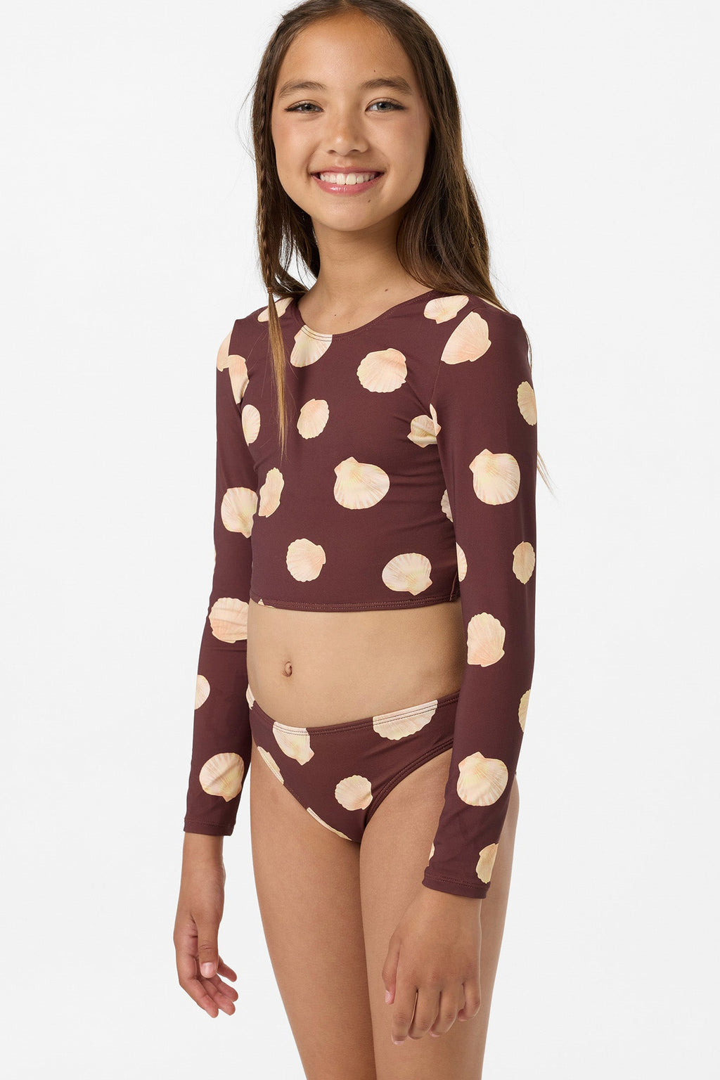 Girl's Camila Shell Long Sleeve Crop Top Set