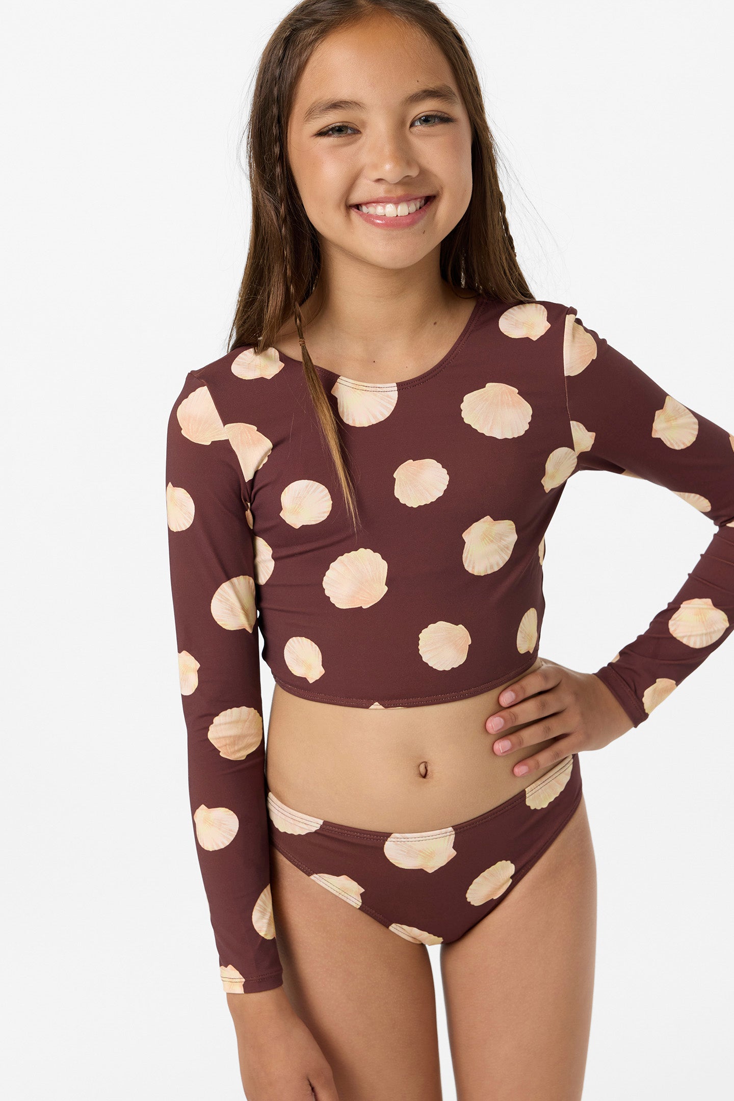 Girl's Camila Shell Long Sleeve Crop Top Set