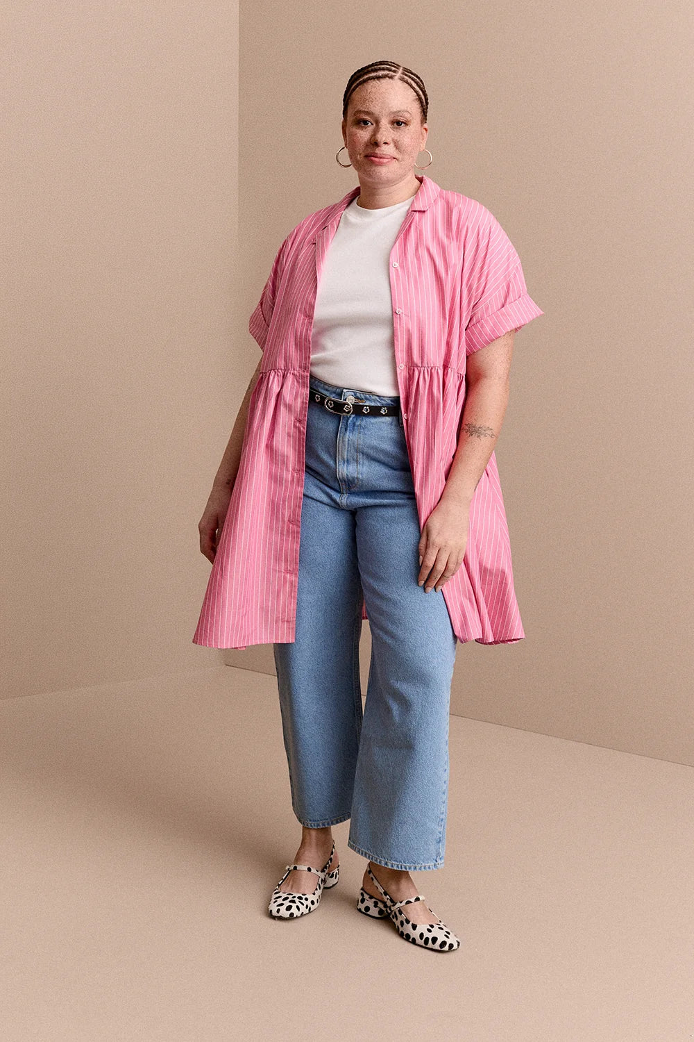 ROBE FRIDA RAYURES ROSES