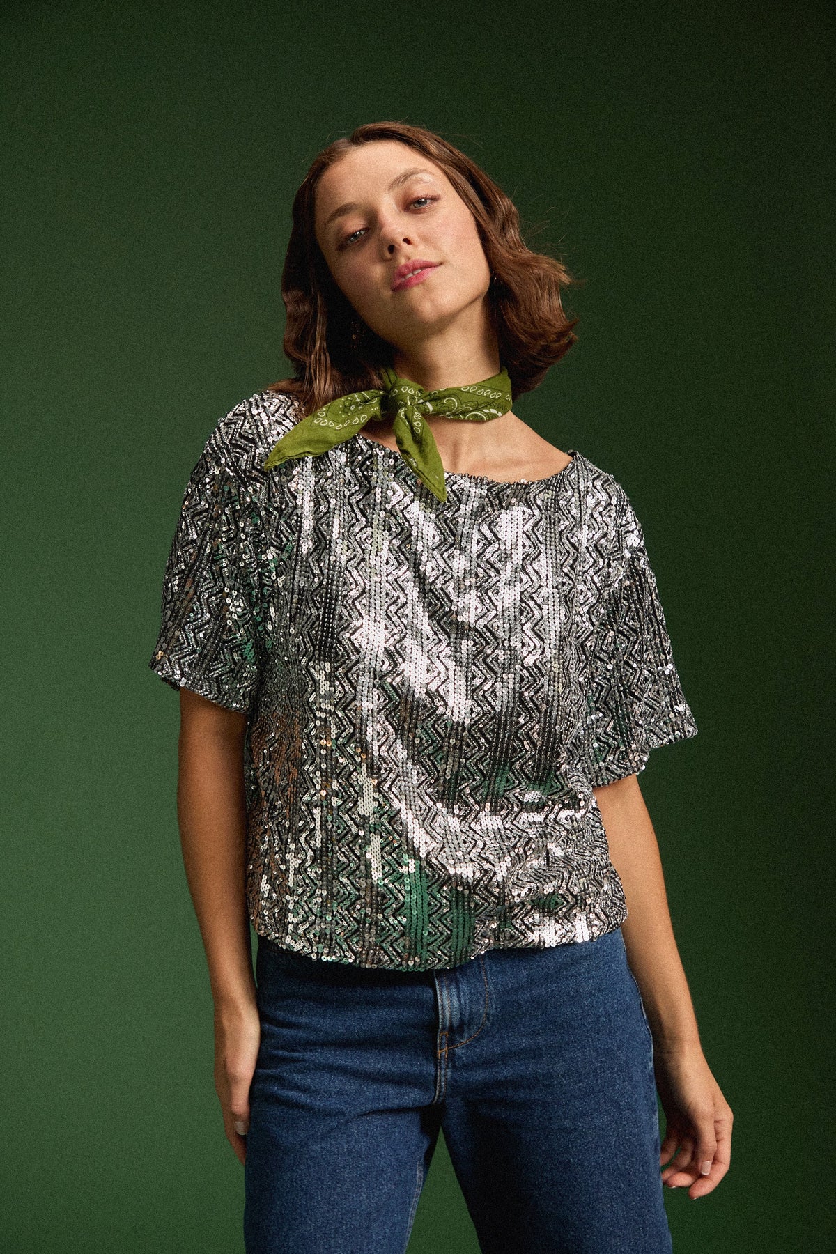 TOP SONIA SEQUINS ARGENTE