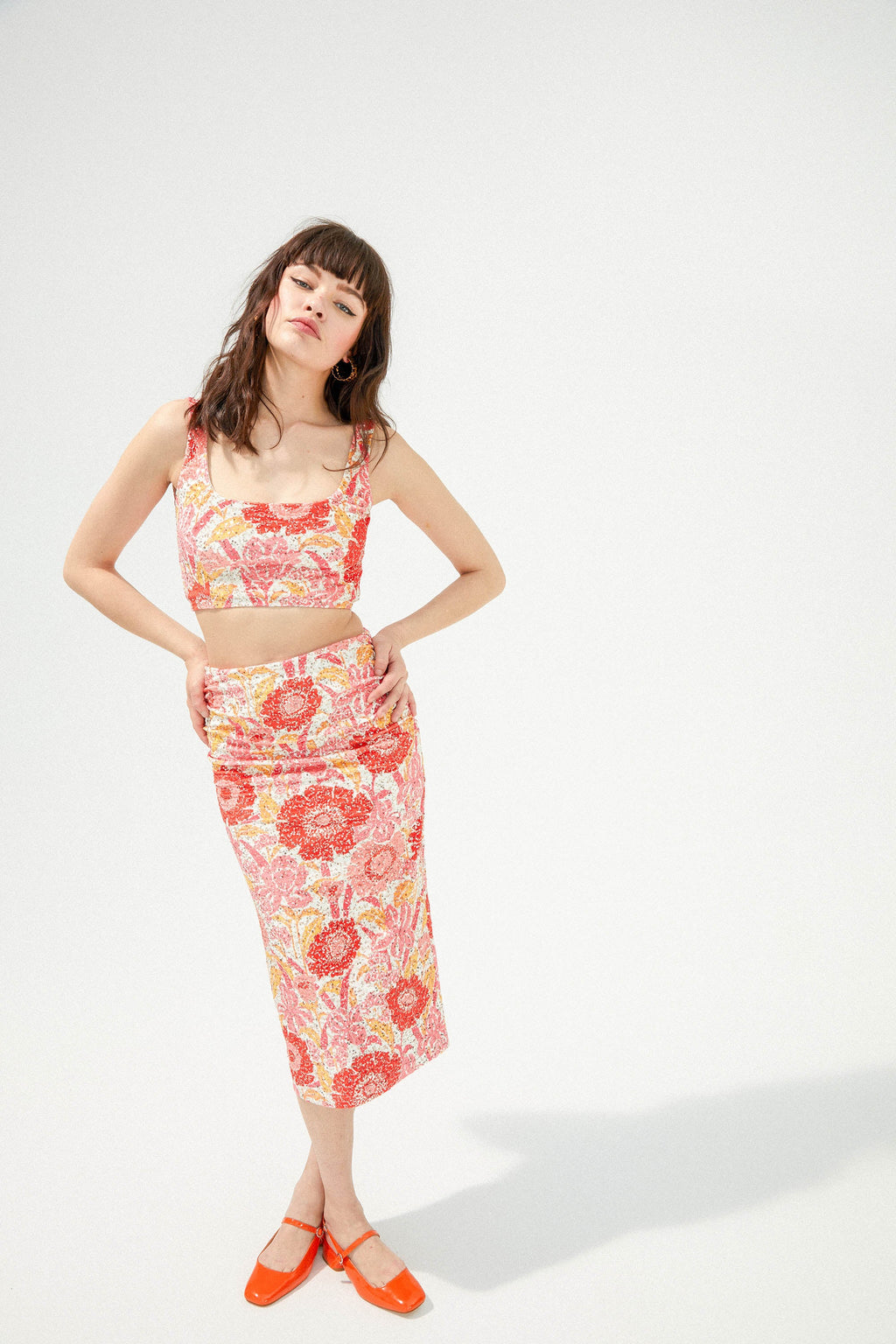 JUPE VIVI SEQUIN IRIS COQUELICOT