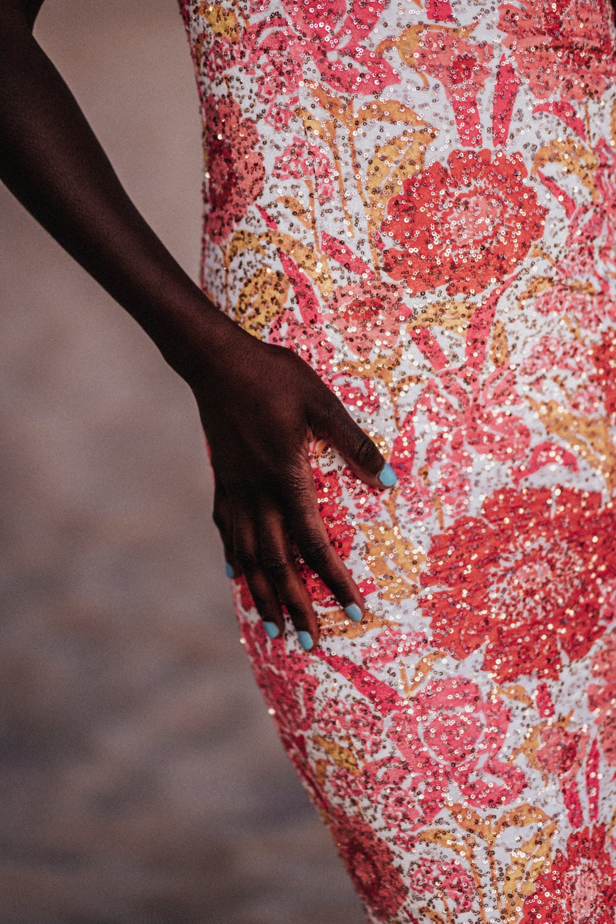 ROBE PENNY SEQUIN IRIS COQUELICOT