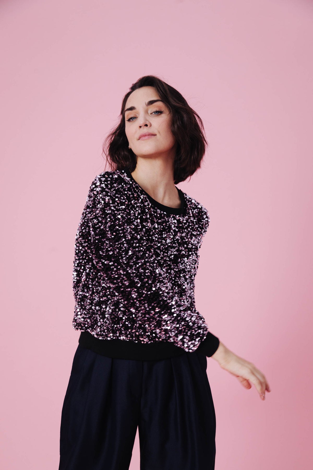 SWEAT HENRI SEQUINS ROSE