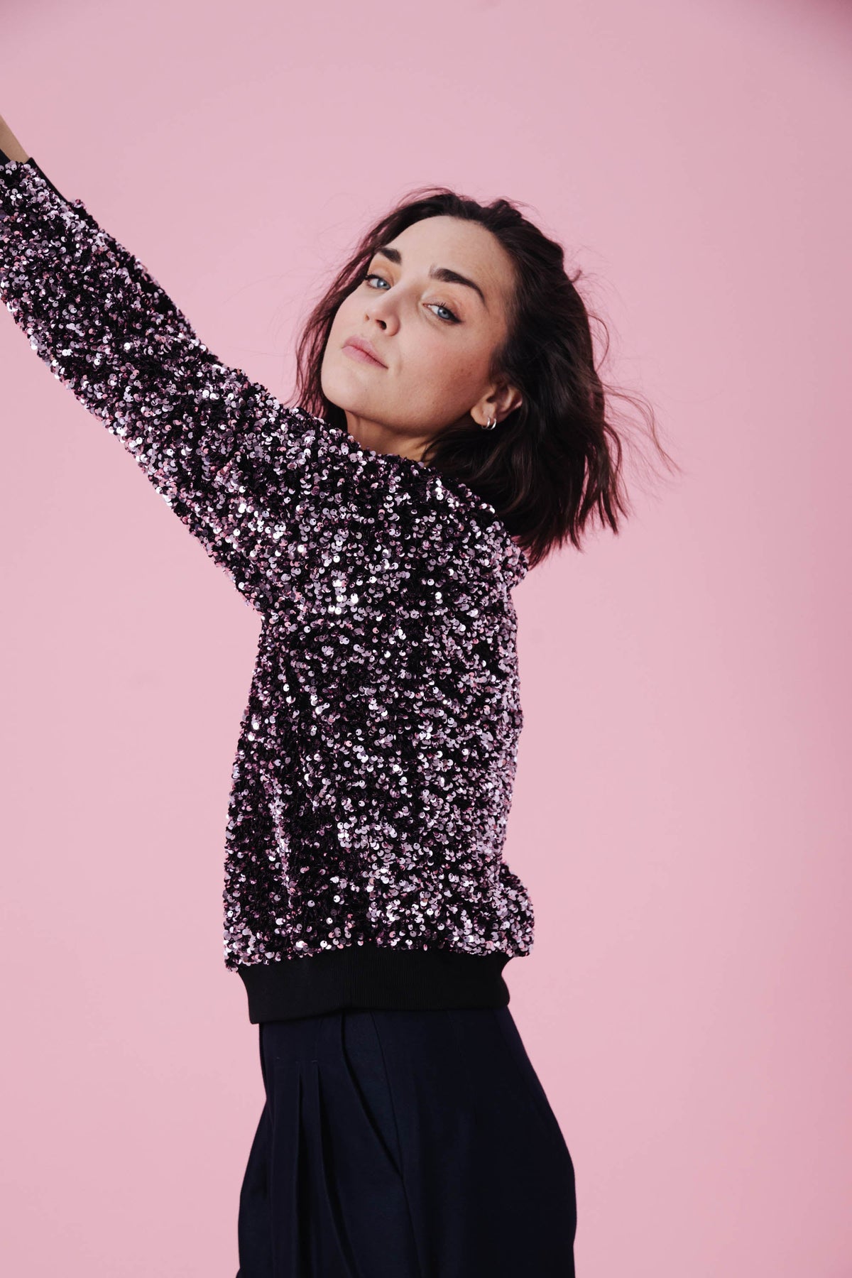 SWEAT HENRI SEQUINS ROSE