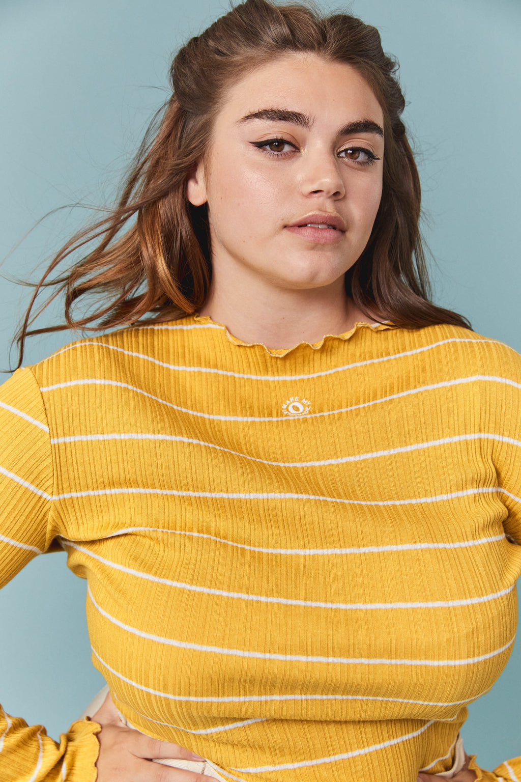 T-SHIRT THAIS RAYURES MOUTARDE