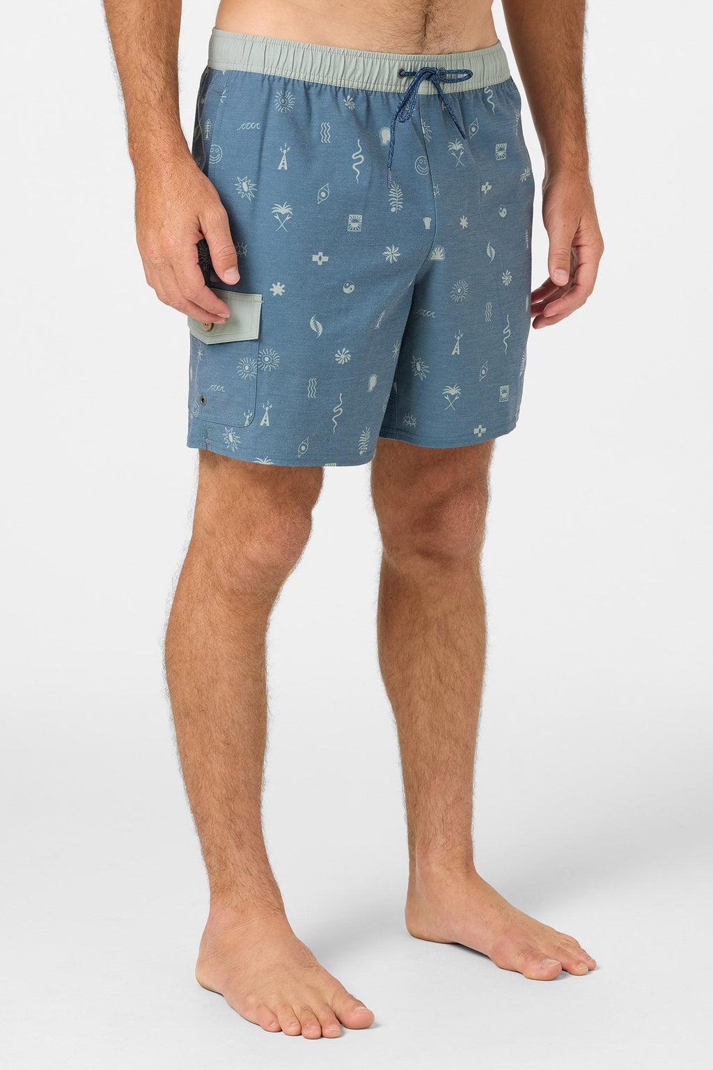 Hermosa Retro Elastic Waist 17" Swim Trunks