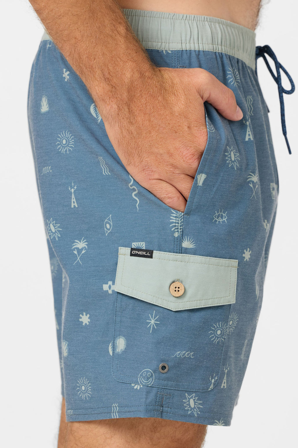 Hermosa Retro Elastic Waist 17" Swim Trunks
