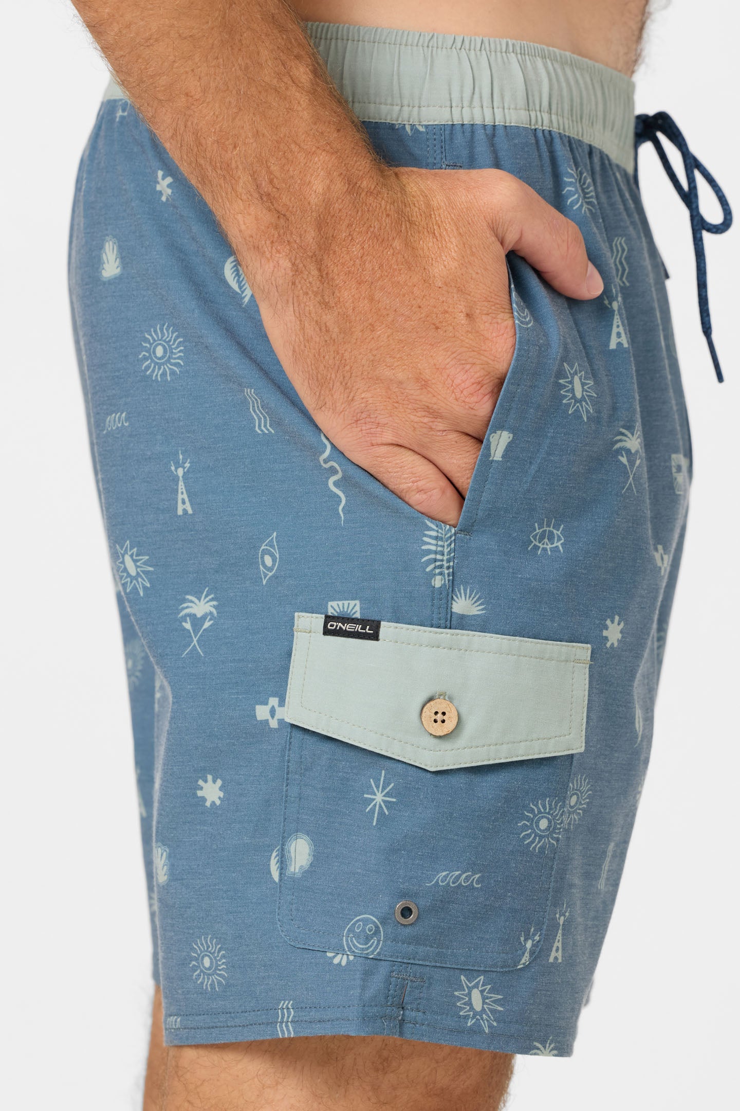 Hermosa Retro Elastic Waist 17" Swim Trunks