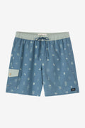 Hermosa Retro Elastic Waist 17" Swim Trunks