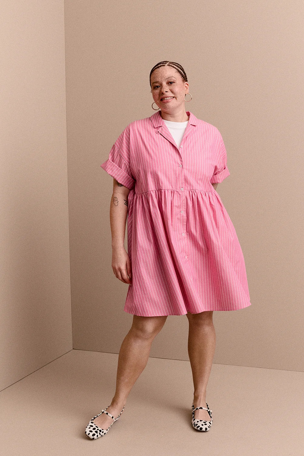 ROBE FRIDA RAYURES ROSES