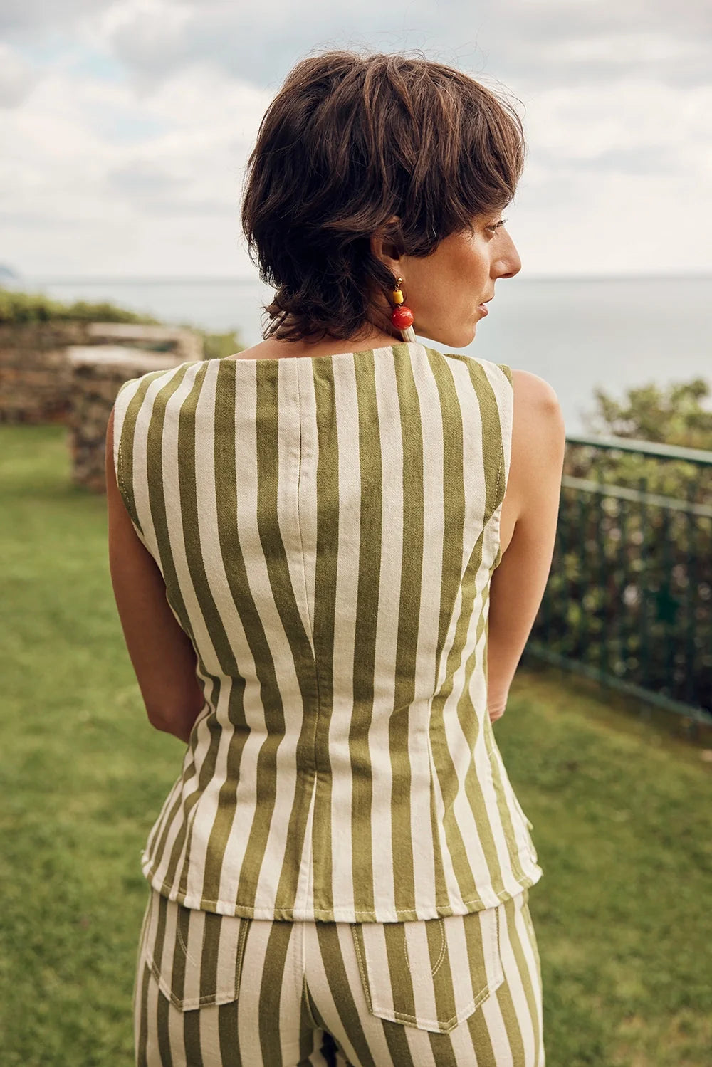 TOP FABIO PISTACCHIO STRIPES