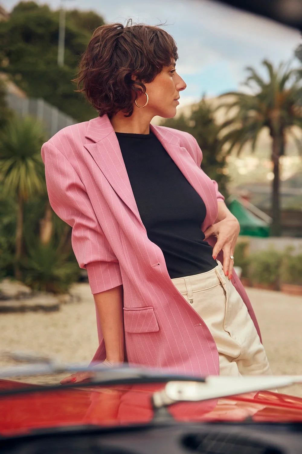 VESTE DAN RAYURES ROSE