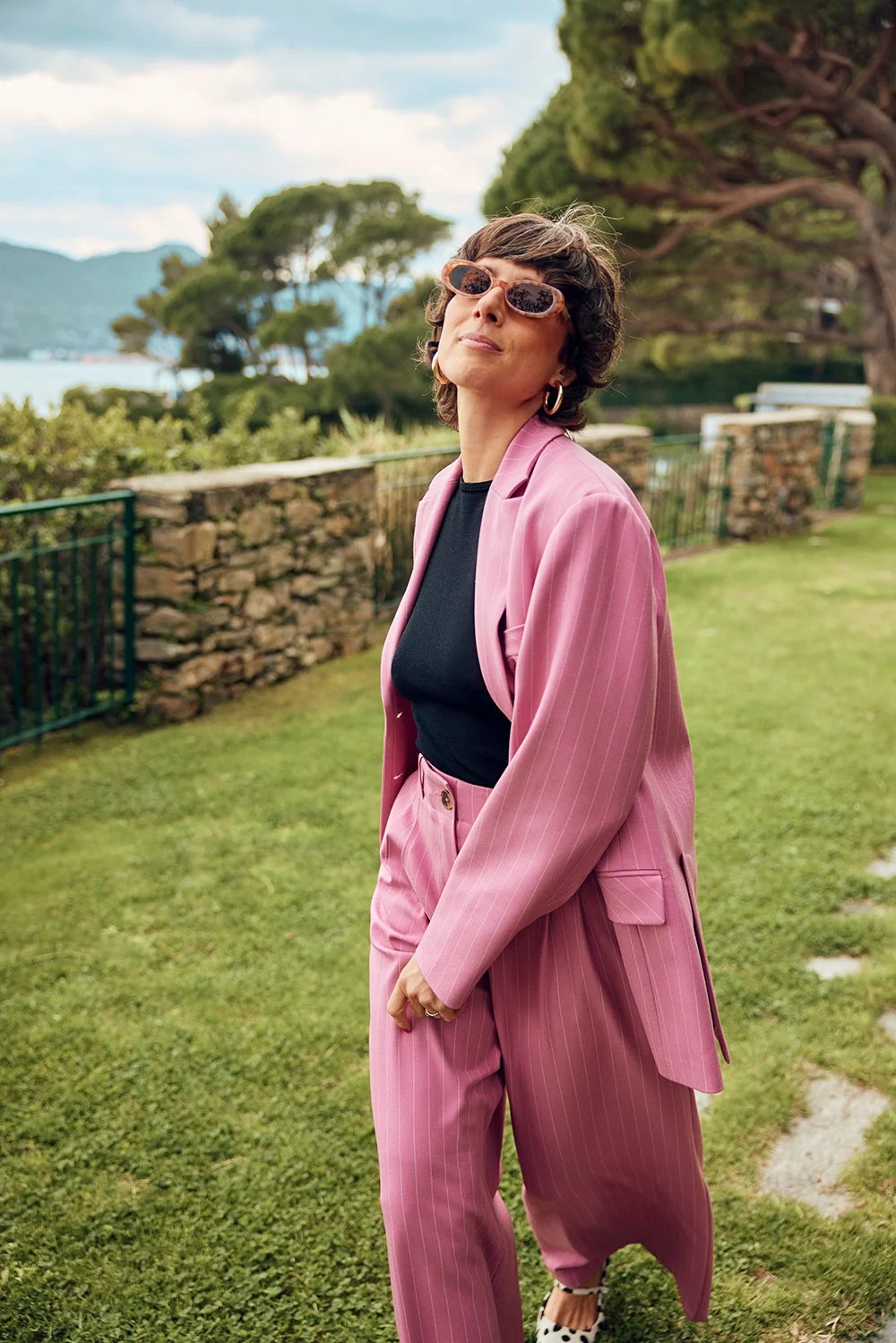 VESTE DAN RAYURES ROSE