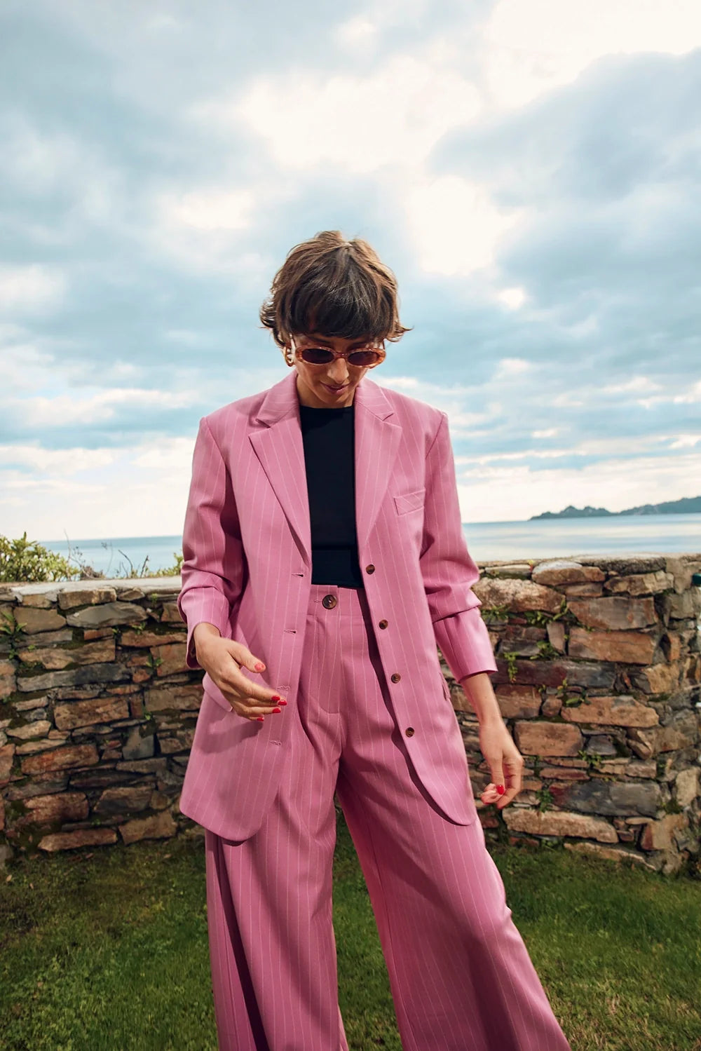 VESTE DAN RAYURES ROSE