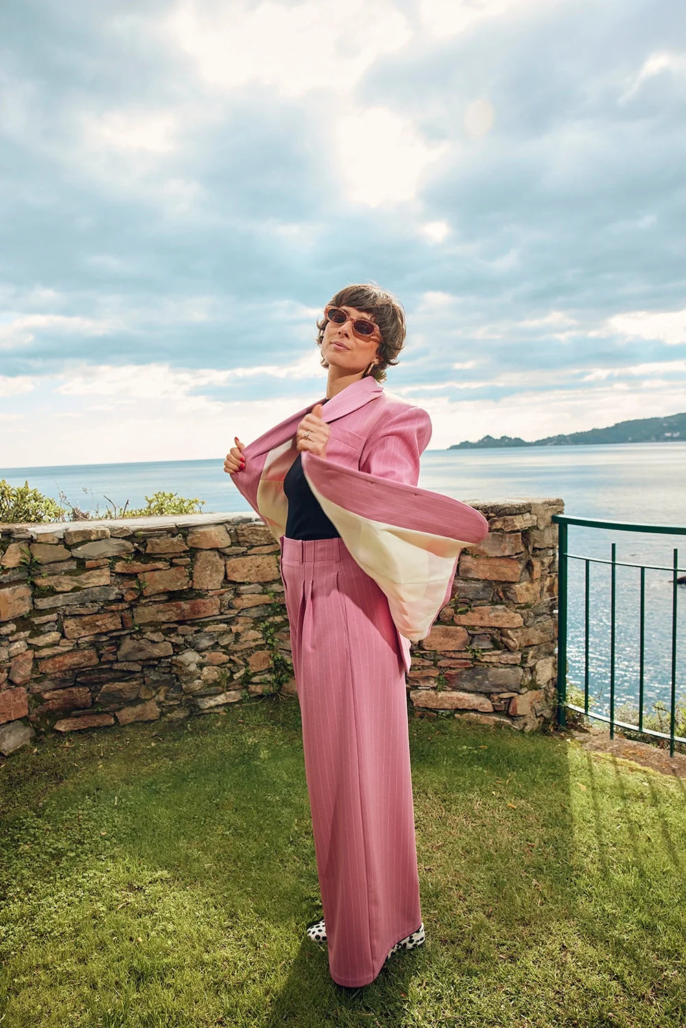 VESTE DAN RAYURES ROSE
