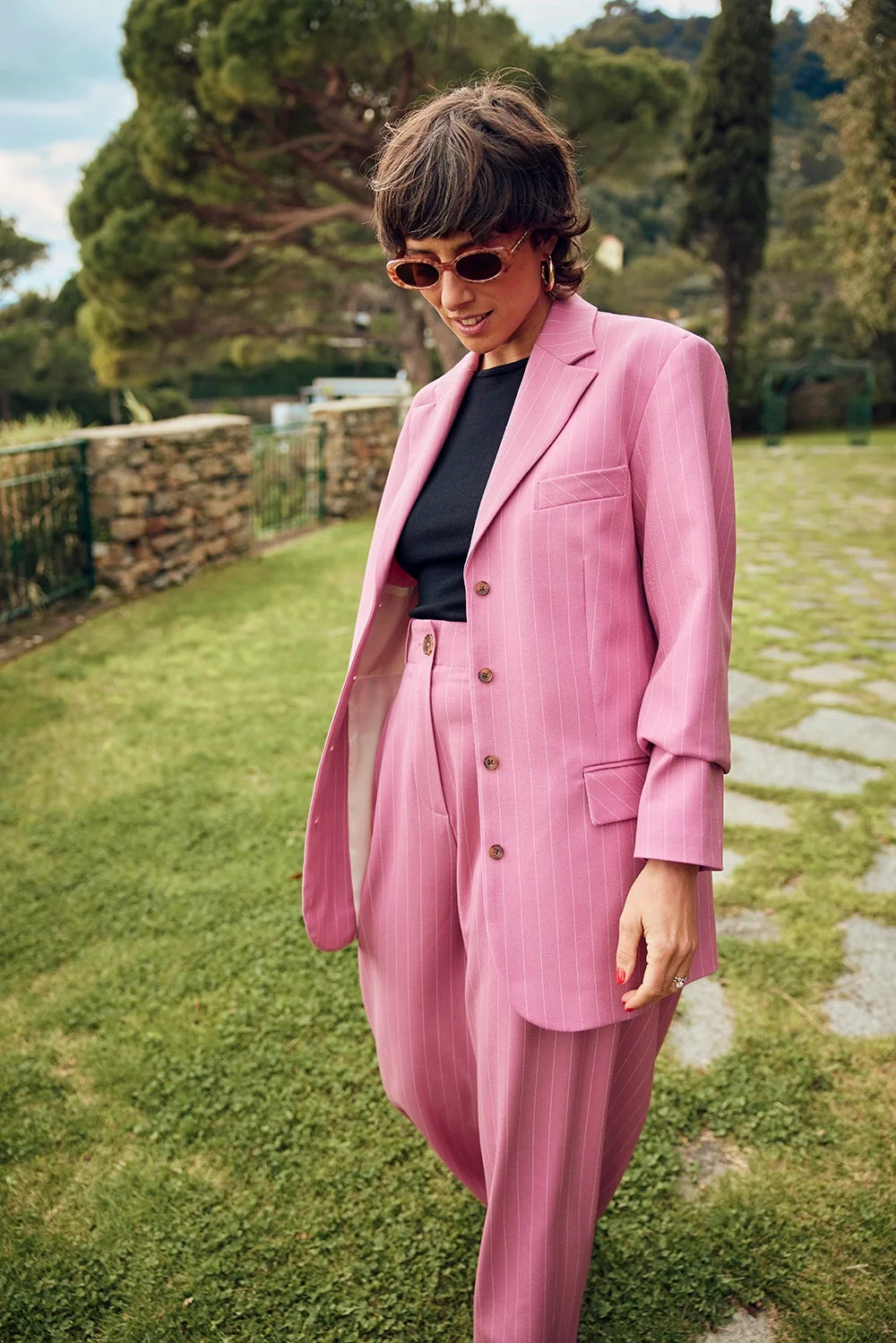 VESTE DAN RAYURES ROSE