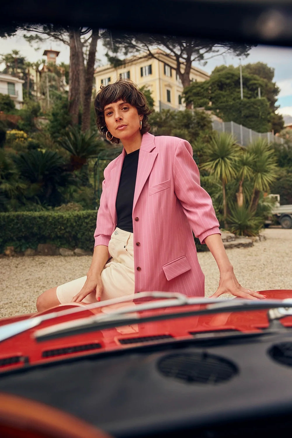 VESTE DAN RAYURES ROSE