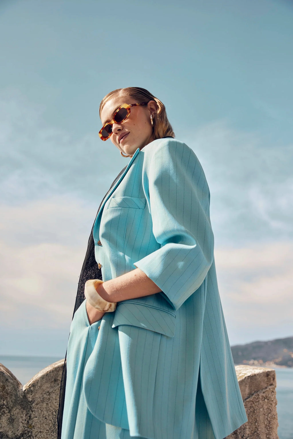 VESTE DAN RAYURE BLEU