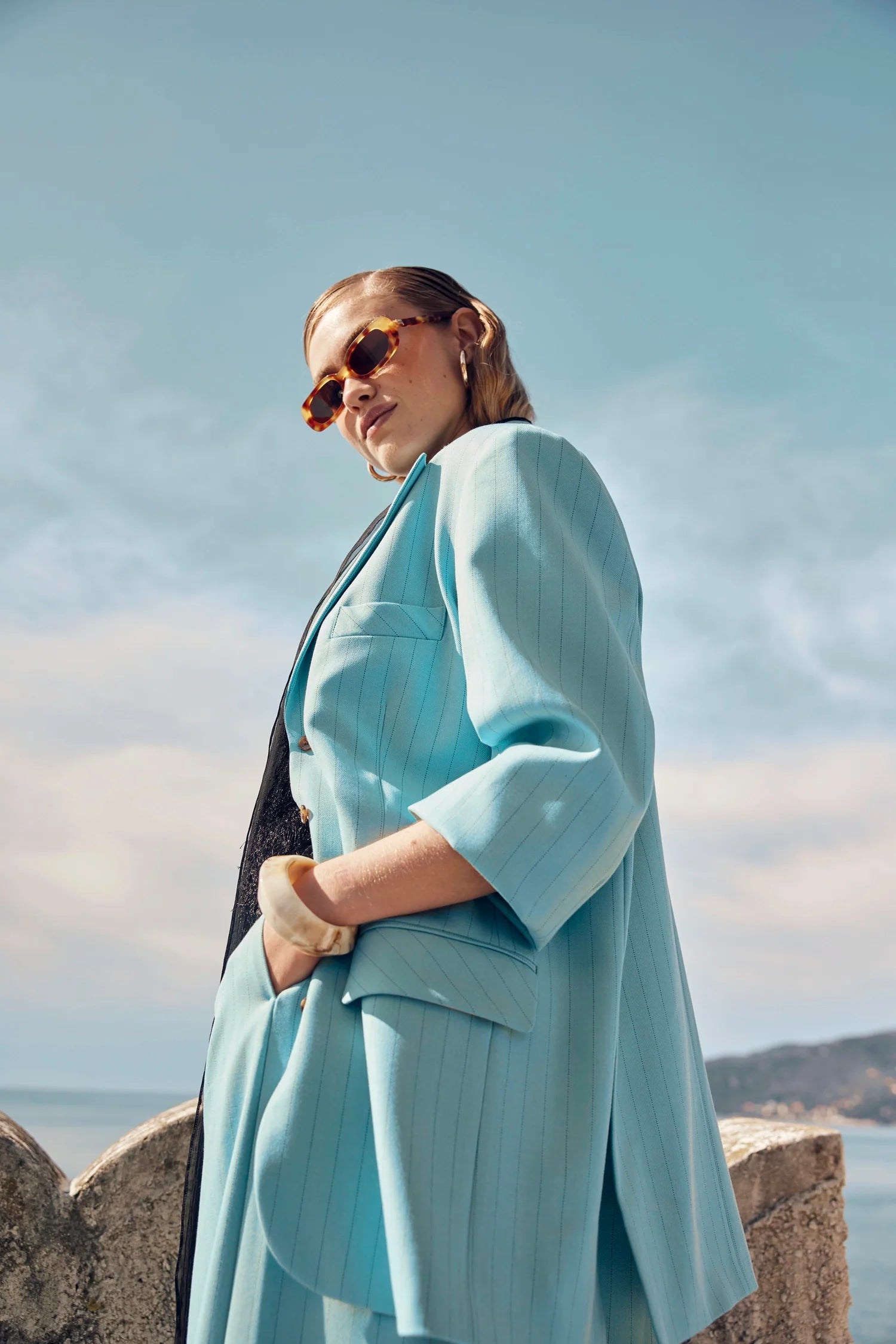 VESTE DAN RAYURE BLEU